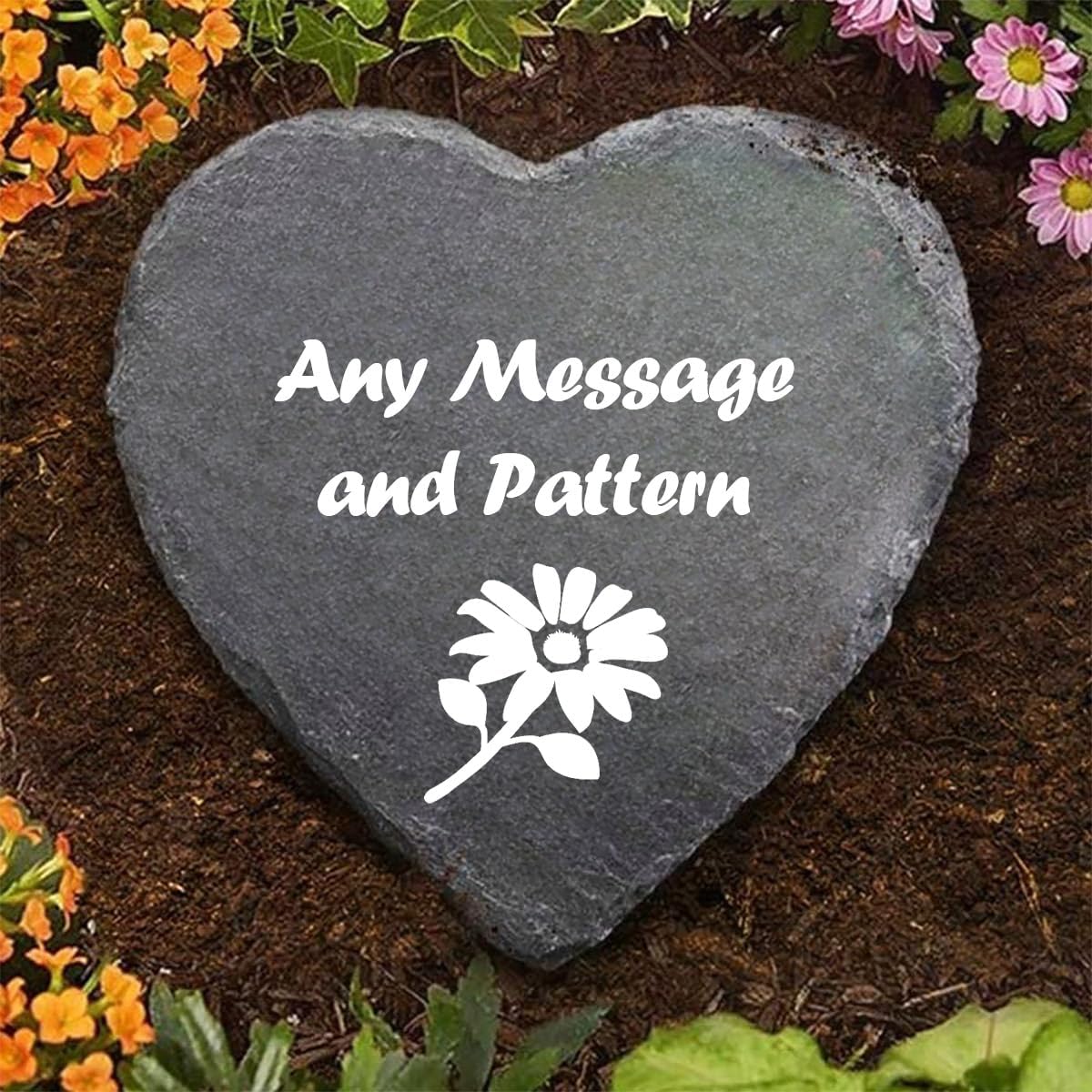 Personalized Decorative Garden Stones Customized with Any Message and Pattern, Custom Heart Shaped Memorial Stones Welcome Stones 8x8 for Housewarming,Memorial Gifts and Special Day Gifts