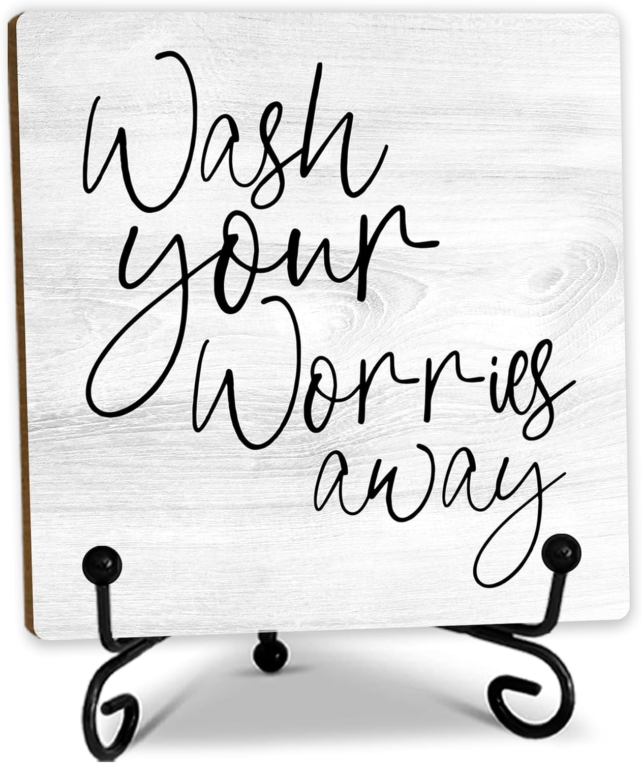 5" Wooden Plaque, Wash your worries away bathroom sign, bathroom shelf decor, Rustic Farmhouse Home Guest Room Bathroom Accessories -B27