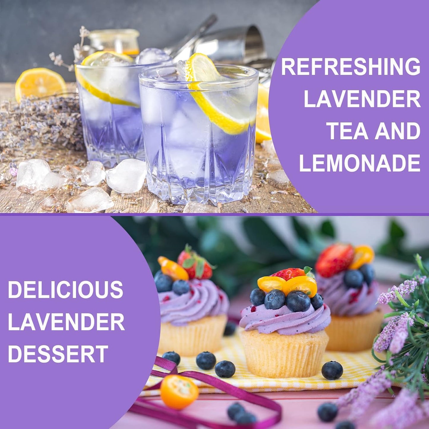 FullChea - Natural Dried Lavender Flowers - 4oz/114g - Premium Food Grade Lavender Buds - Non-GMO - Caffeine-free - Perfect for Tea, Lemonade, Baking, Baths