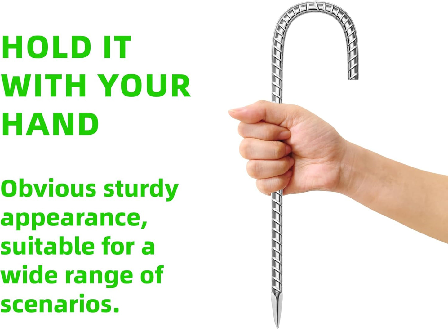 60 Pack Ground Garden Rebar Stakes Rebar 12 Inch Anti-Rust Galvanized Steel J Shape Hook Heavy Duty Ground Anchors for Tents, Position Kits,Fences, and Trampolines Landscape Fabric