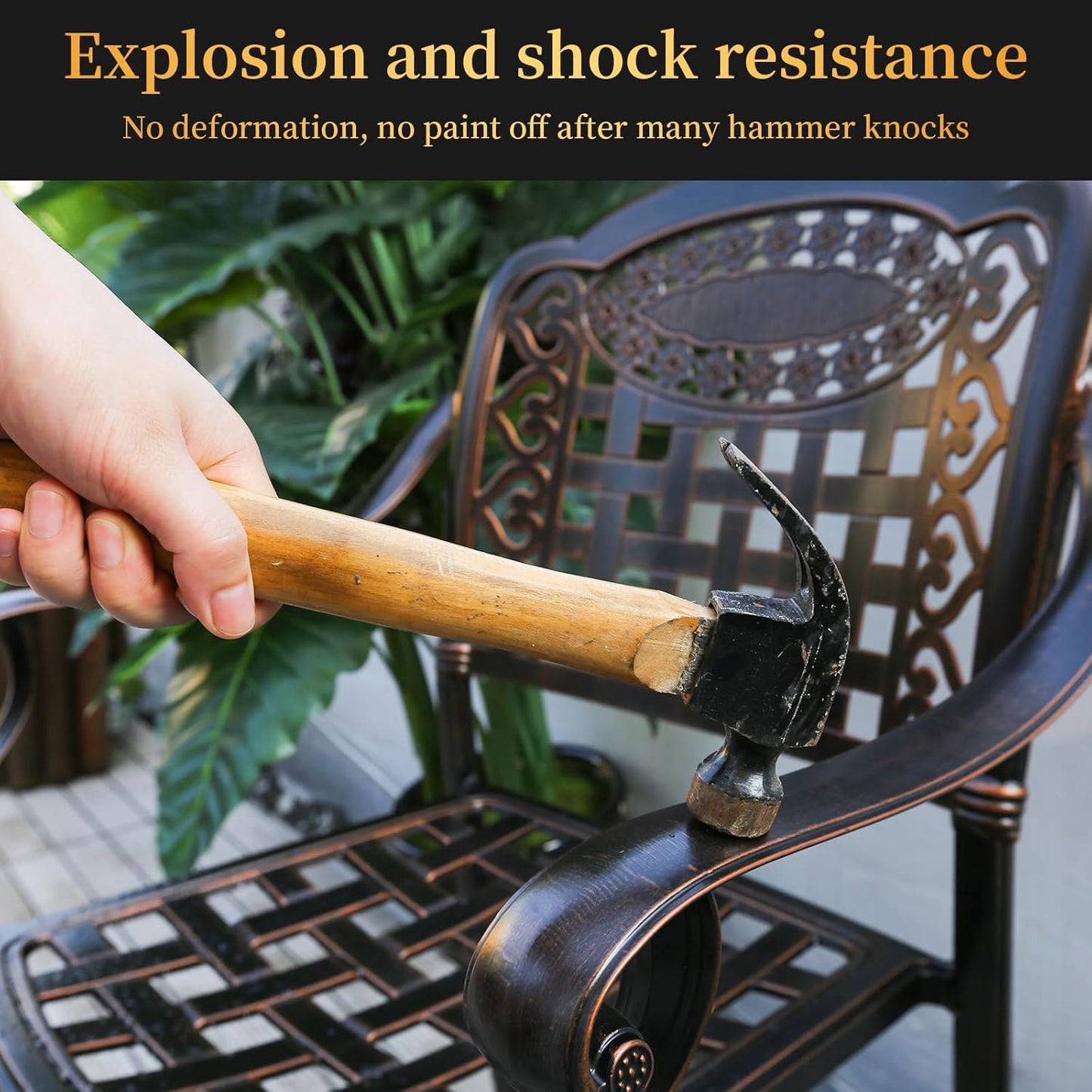 Outdoor Dining Chair Cast Aluminum Patio Chairs Set of 2 All-Weather Patio Dining Chair with Adjustable Feet for Backyard Garden (YLSB Chair)