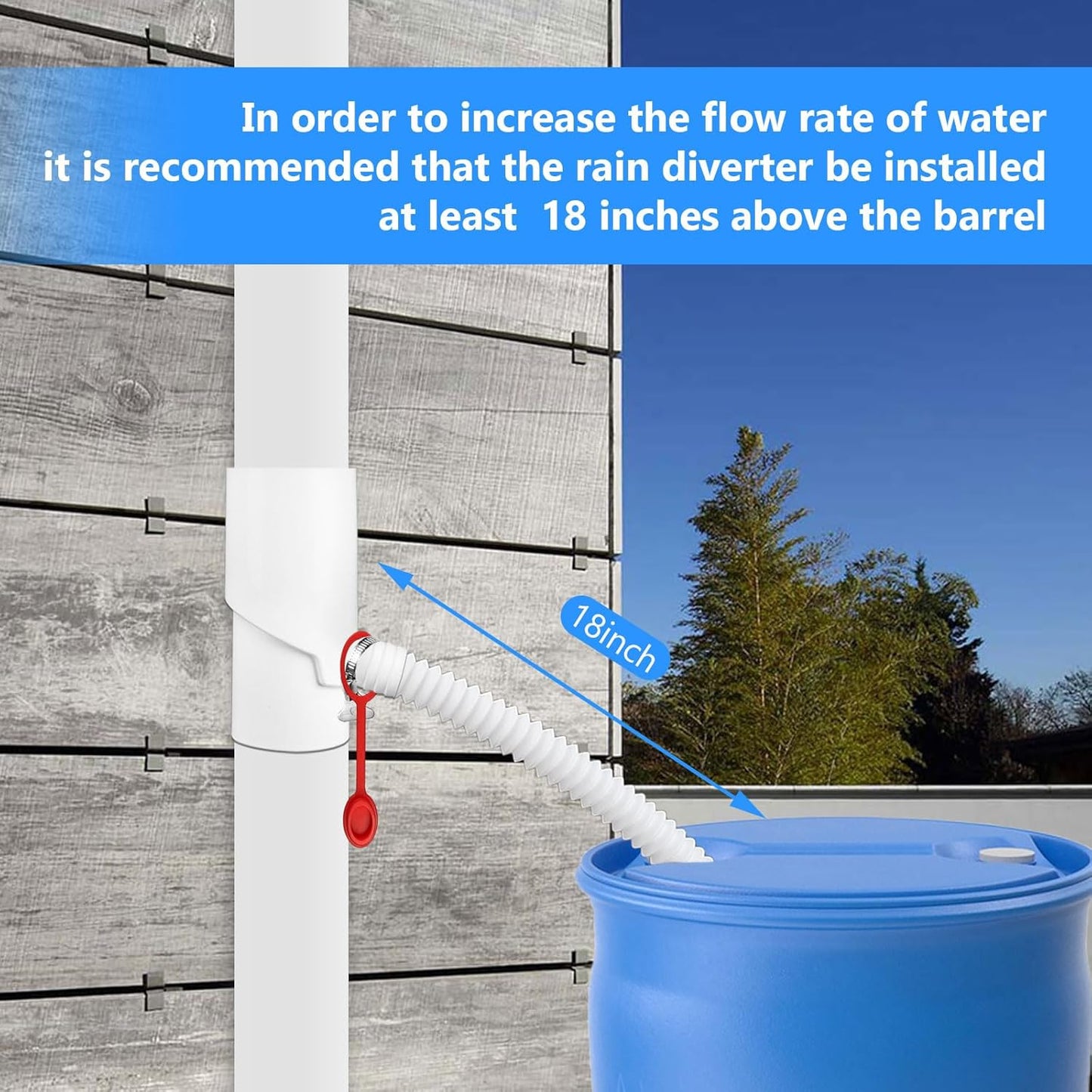 Longzhuo Rain Barrel Diverter Kit, 8cm(3.1") 10cm(3.9") Inlet, Rainwater Collection System, Rain Water Collection System Kit, for Downspout, Diverting Water, Recycle Rainwater, White (10CM)