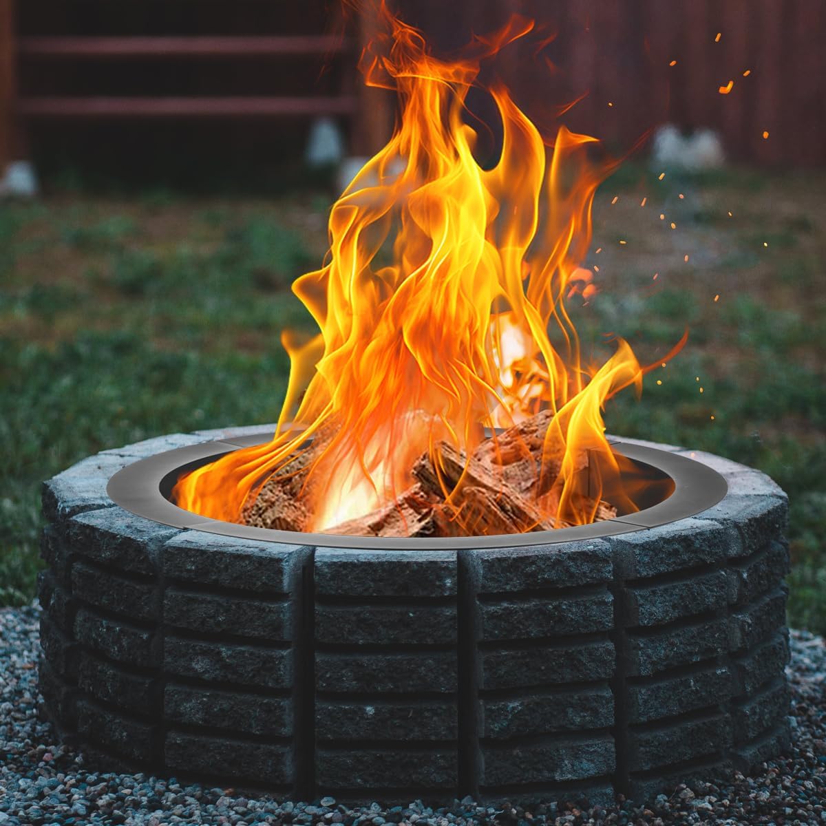 36 inch Fire Pit Ring, Firepit Ring for Camping, Wood Burning Fire Pit for Outside,Yard,Garden,Outdoor Fireplace