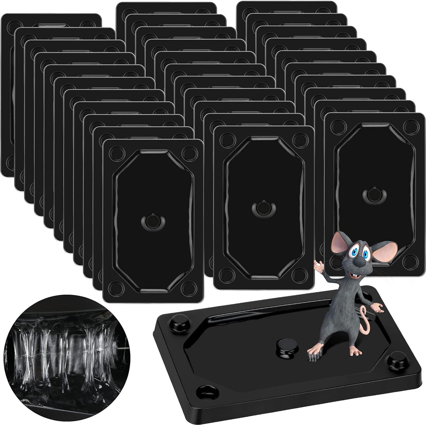Qualirey 32 Pieces Mouse and Insect Glue Traps Baited Sticky Plastic Boards for House Rodents Heavier Adhesive Traps with Nontoxic Glue for Insects, Ready to Use, Pet Children Safe
