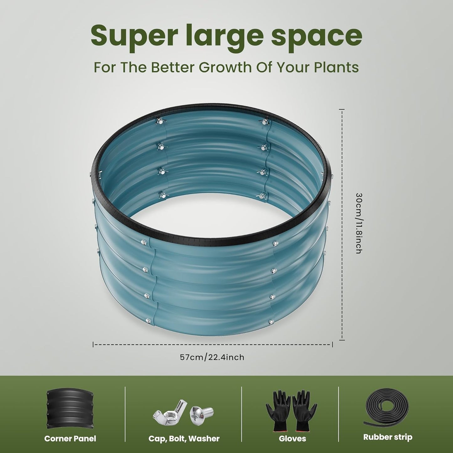 ZXZYHFTY Round Galvanized Raised Garden Bed kit, Blue Outdoor Garden Raised Planter Box, Round Large Metal Raised Garden Beds for Vegetable 2 * 2 * 1ft 1 Pack