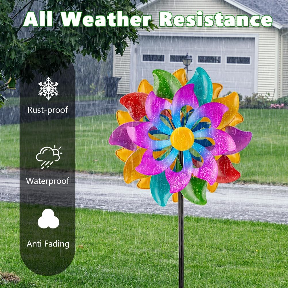 DREAMSOUL 13" Wind Spinners Outdoor, Colorful Wind Spinners Yard Art for Garden Patio Lawn Decor (63 * 13 Inches)