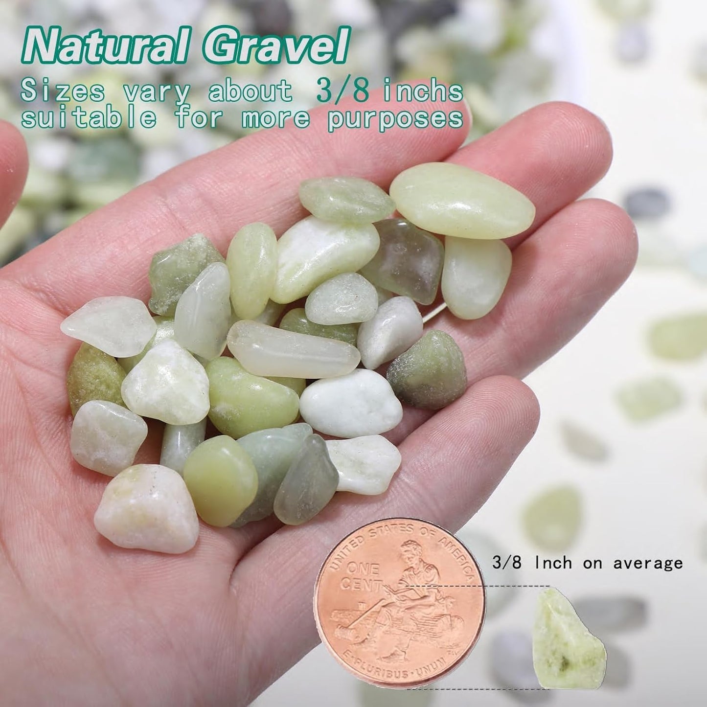 Calofulston 10 lb Small Pebbles for Indoor Plants, 3/8 Inch Decorative Rocks for Lucky Bamboo Plants Pot, Succulent, Vase, Cactus, Landscaping, Polished Jade Rocks for Plants Indoor, Green