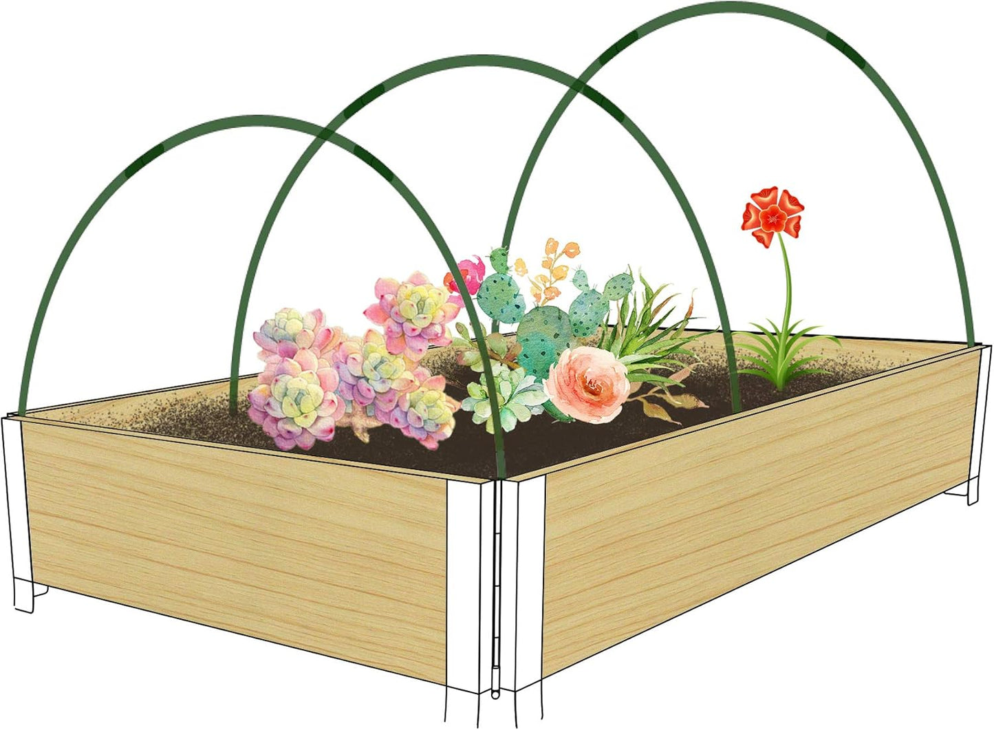 Gardzen Garden Hoops, DIY Greenhouse Hoops for Raised Beds, Row Cover, Garden Netting 24PCS