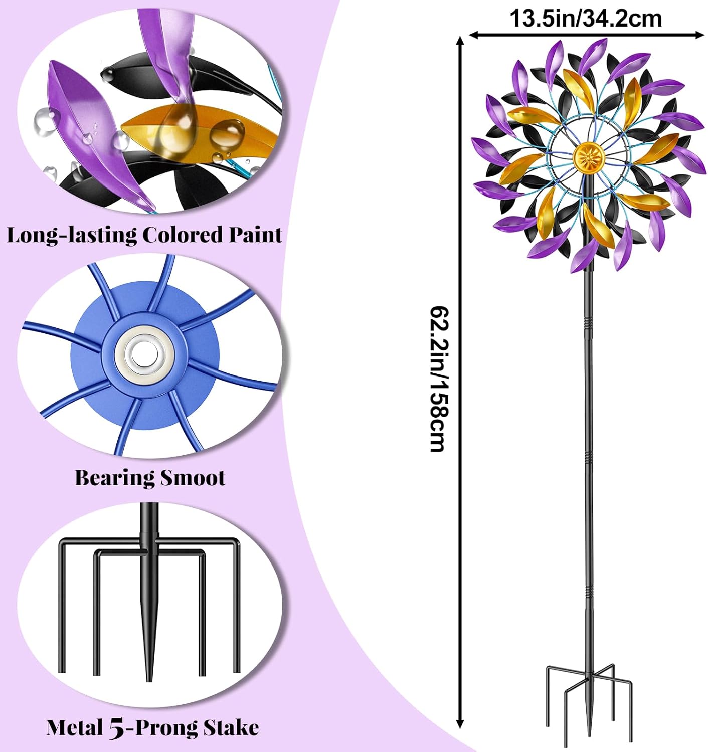 Wind Spinners Outdoor for Yard and Garden, 360 Degrees Metal Wind Sculptures & Spinners, Windmill for Outside Patio Lawn Decor Gifts for Family Friends