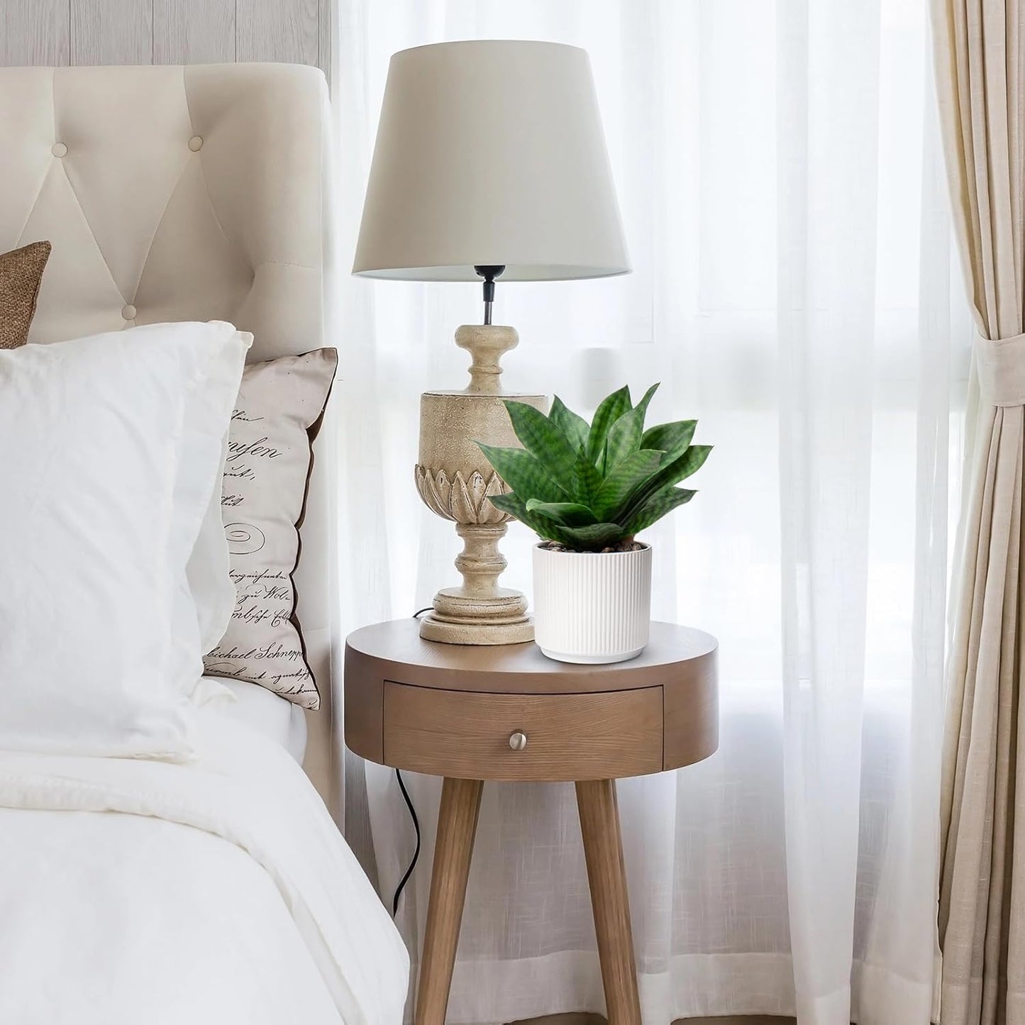 Artificial Agave Succulent Plants Faux Snake Plant Fake Succulent Agave Plant Potted in White Pot Succulent Aloe Plant for Desk Modern Office Living Room Table Shelf Home Indoor Outdoor Decor