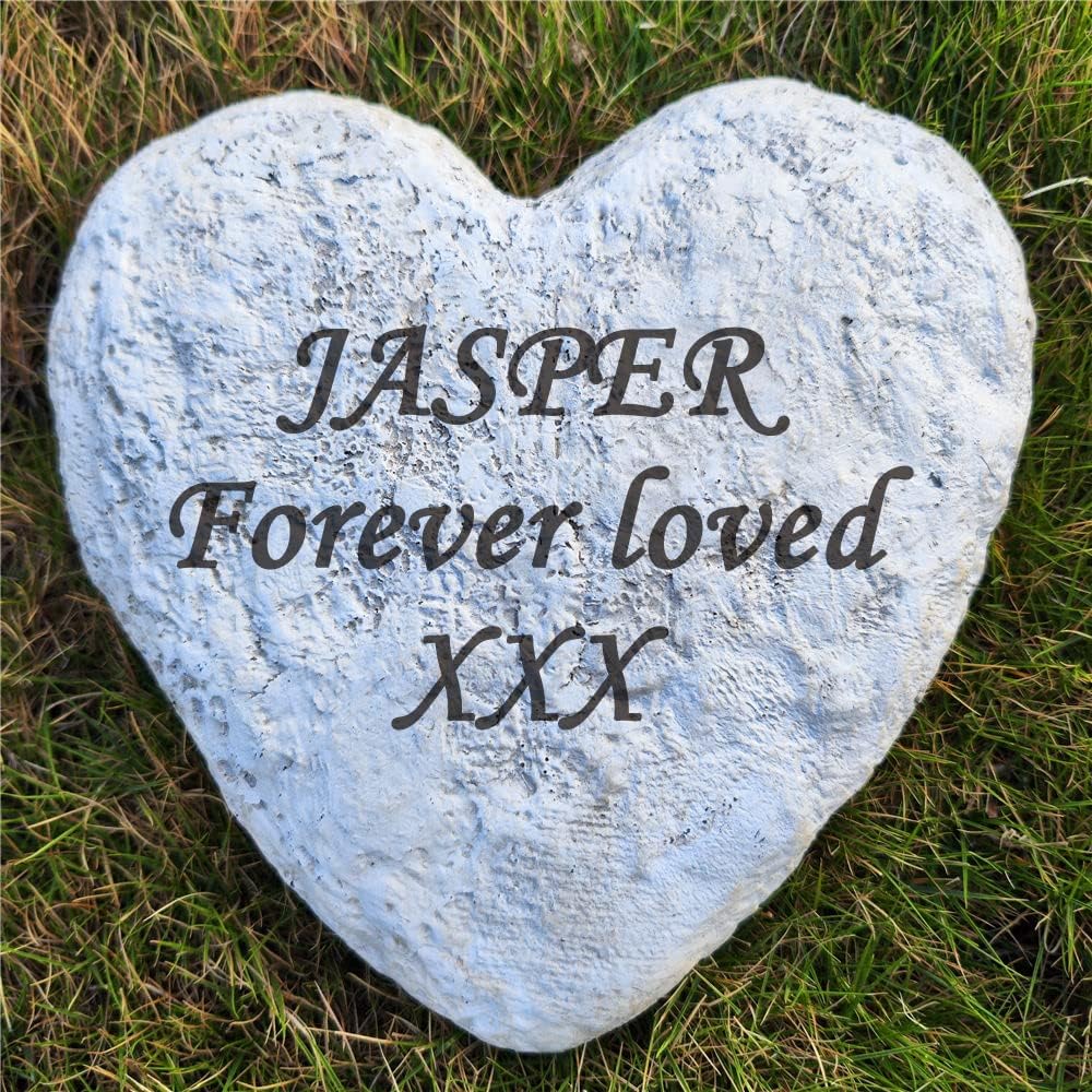 Personalized Garden Memorial Stones Engraved Rocks with Any Message, Decorative Grave Memorial Plaques Rocks for Loved Ones Outside Cemetery Decoration, Resin, 8.6" x 8.6"