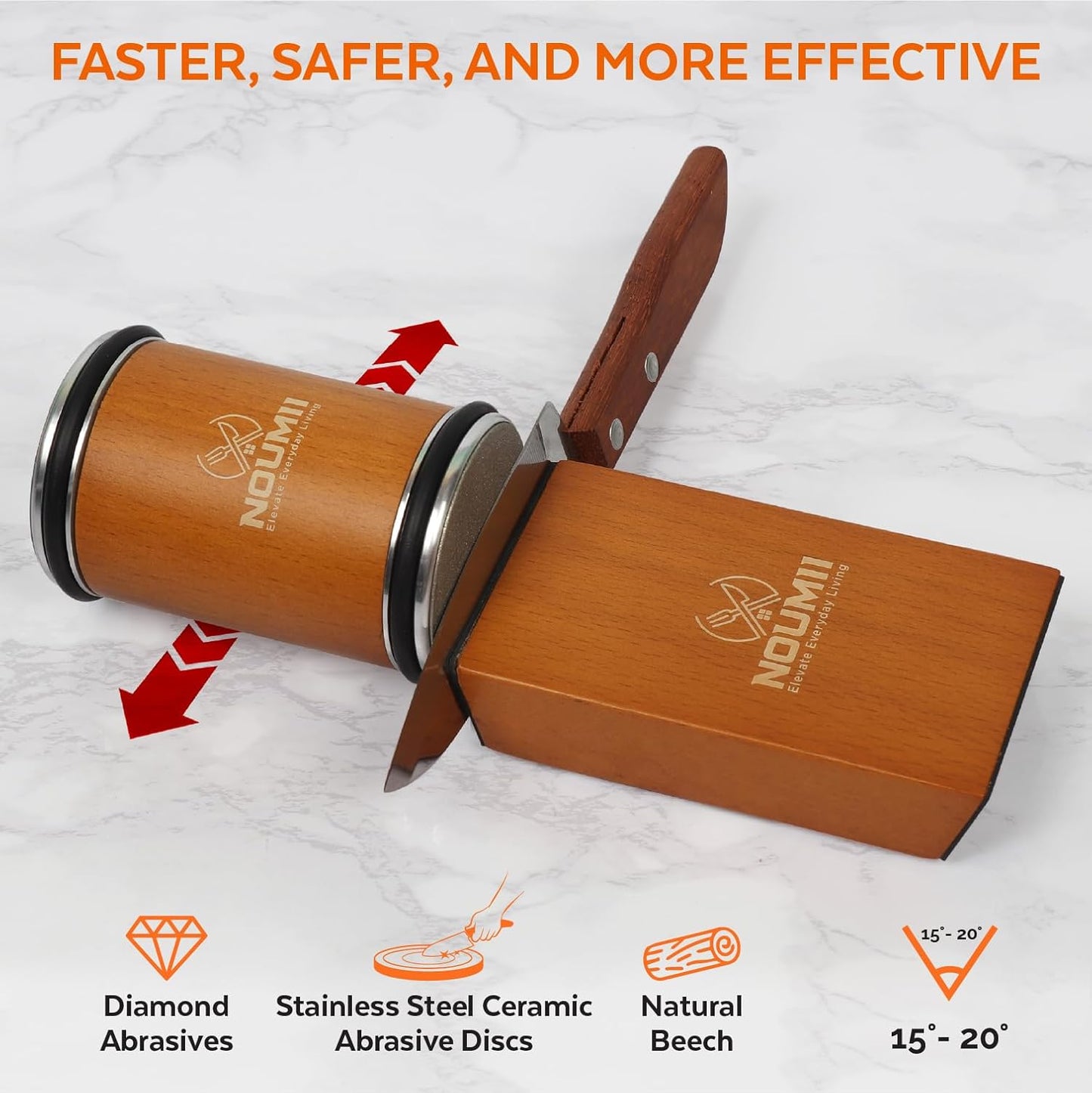 Rolling Knife Sharpener Kit - Easy to Use Magnetic Knife Sharpeners for Professional Chefs and Home Cooks - Premium Elegant Beech Wood - Knife Sharpening Kit for Effective Blade Sharpening
