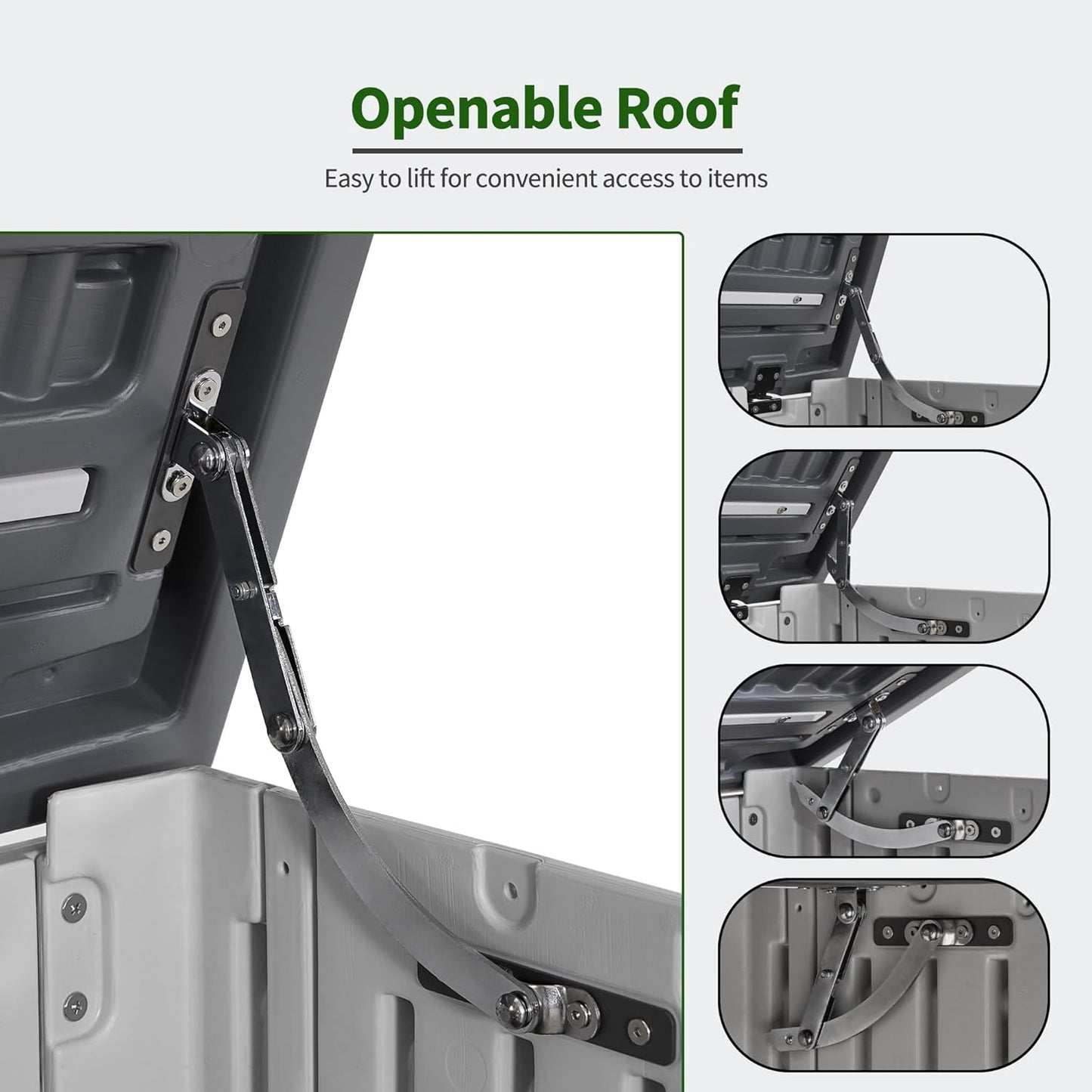 Macrout 25 Cu.Ft Small Plastic Outdoor Storage Cabinet with Floor, 4.3 x 2.5 ft Waterproof Resin Outdoor Storage Shed, Lockable Horizontal Shed for Garden and Patio