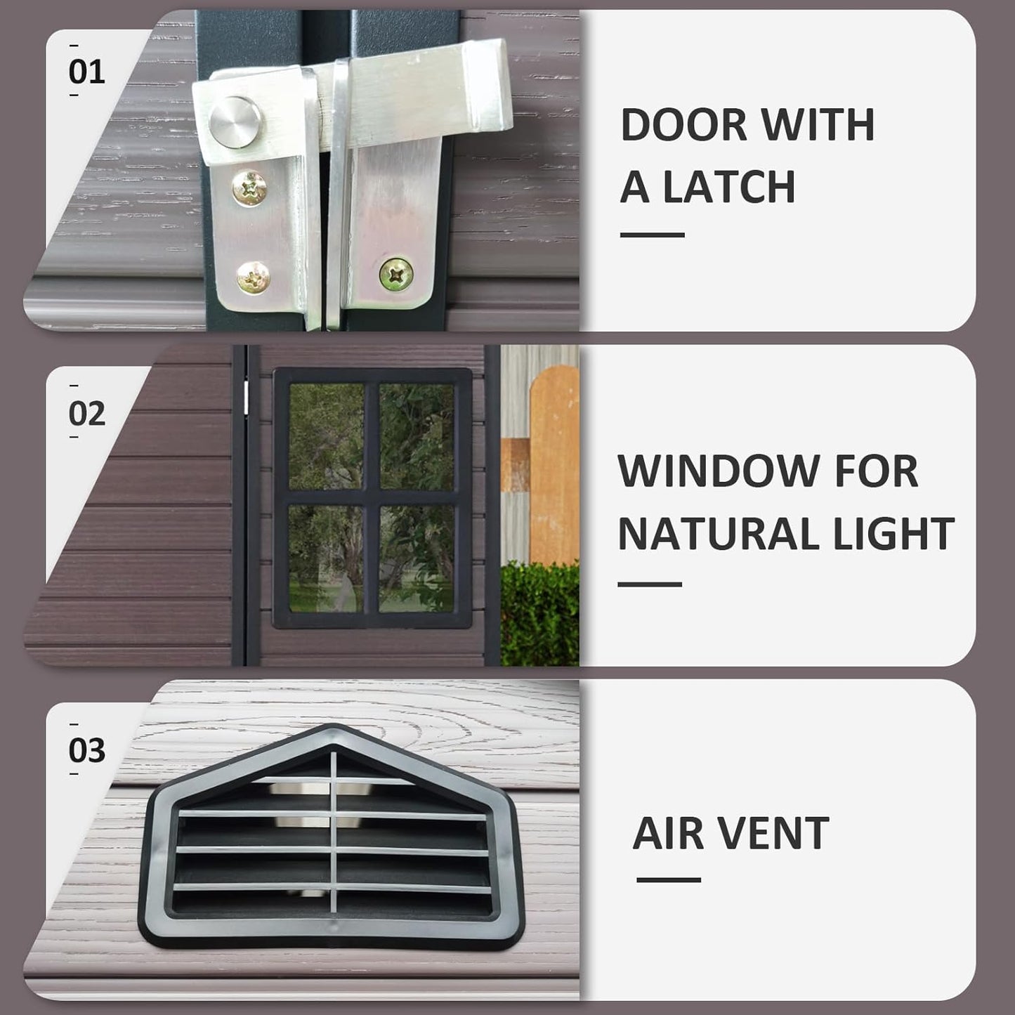 8x6 ft Outdoor Resin Storage Shed with Floor, Waterproof Plastic Garden Shed with Lockable Door and Two Windows, All-Weather Tool Sheds for Backyard, Patio, Lawn (Brown)