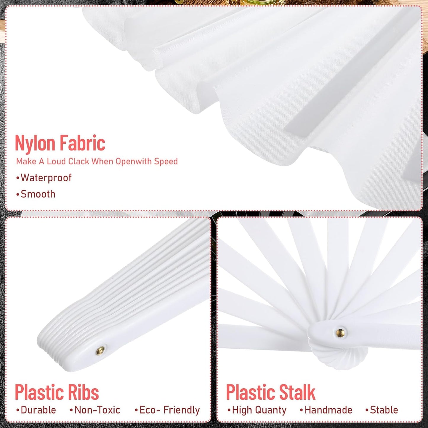 Maitys 2 Packs Large Clap Fans for Line Dancing Large Chinese Folding Hand Fans for Men and Women, Festival, Tai Ji, Kungfu, Martial Art, Gifts (Black and White)