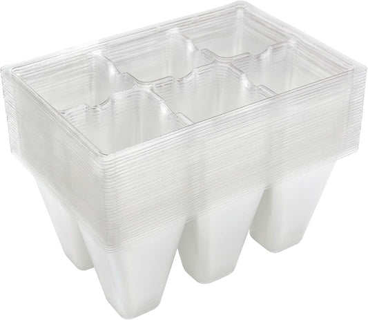 Gardzen 30 Pack 6-Cell Seed Starting Tray for Seedlings, Plant Starter Trays with Drainage Holes for Seed Germination, 5.4x3.7 inches, Clear