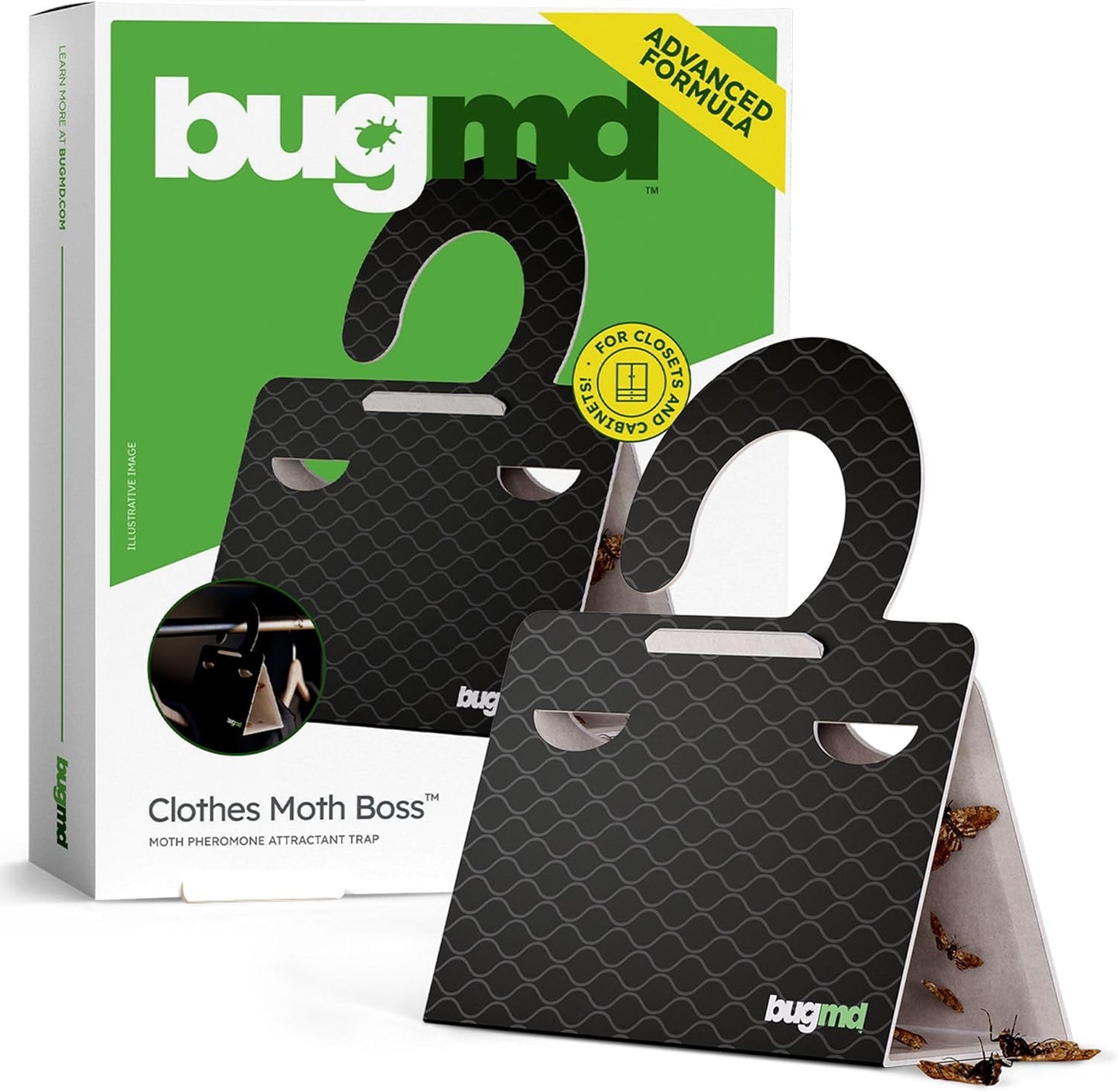 Clothes & Pantry Moth Traps (6 Count) – Sticky Glue Pheromone-Based Repellent for Closets, Cabinets & Wardrobes – Non-Toxic - Black