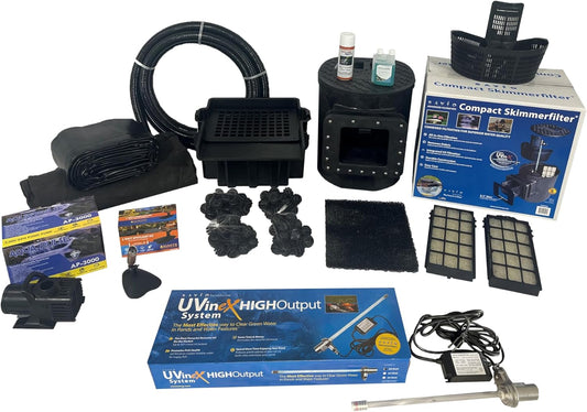HALF OFF PONDS Savio Select 3,000 GPH Submersible Pump Pond Kit with 15' x 20' PVC Plastic Pond Liner, UV Clarifier for Water Garden & Koi Pond