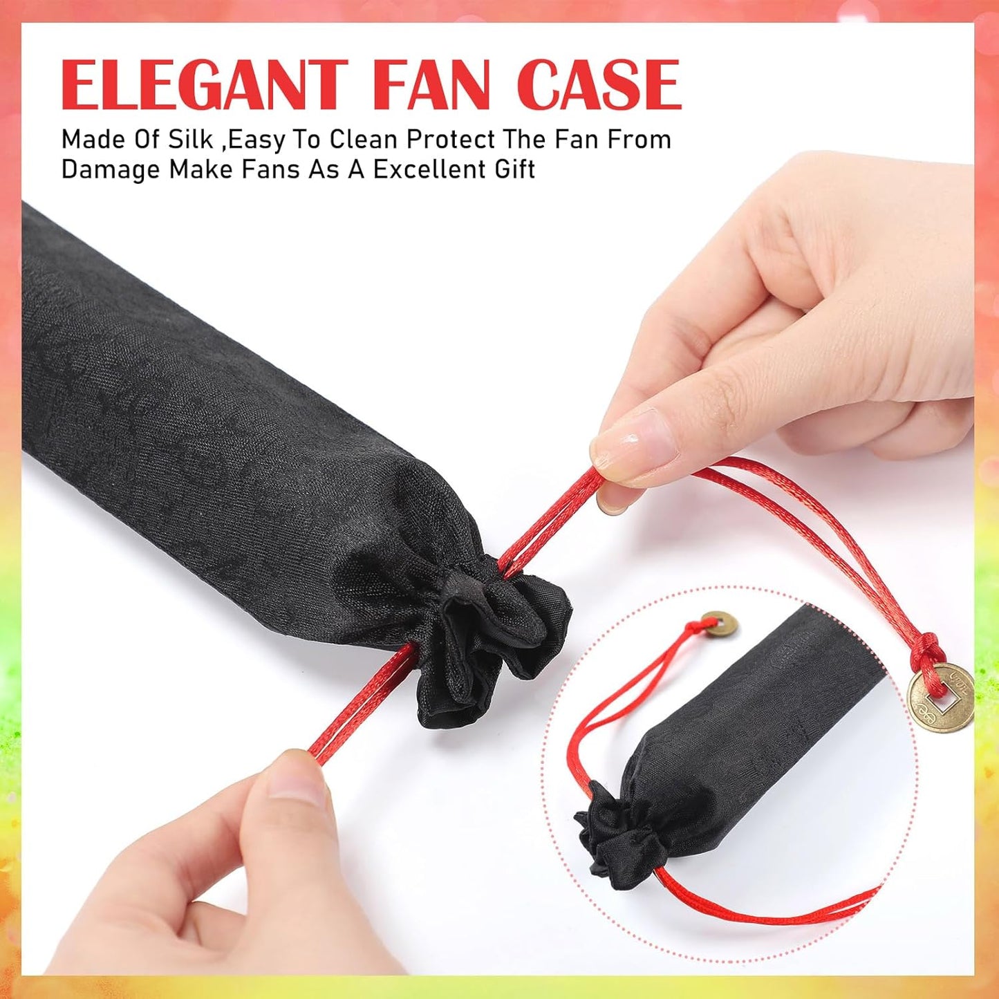 Maitys 2 Packs Large Clap Fans for Line Dancing Large Chinese Folding Hand Fans for Men and Women, Festival, Tai Ji, Kungfu, Martial Art, Gifts (Red and Yellow)