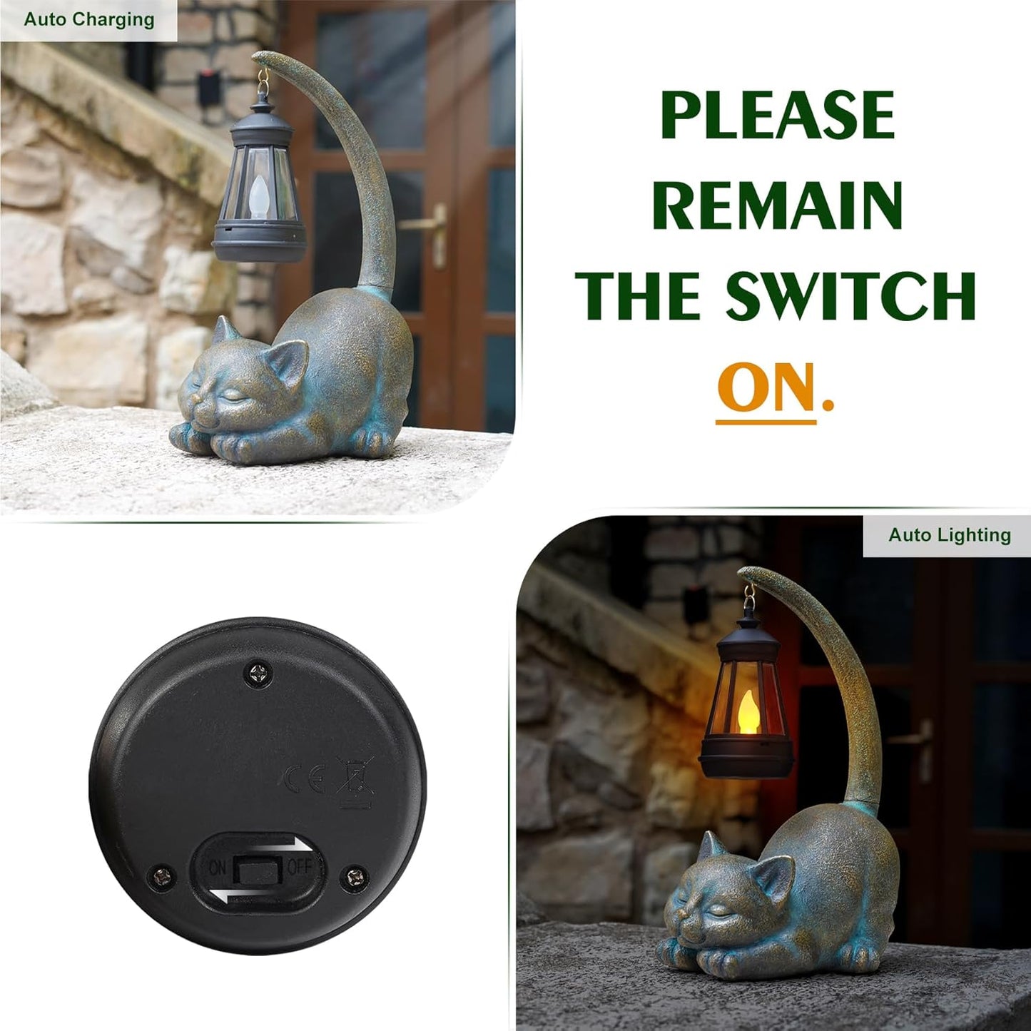 MININOVA Solar Garden Statues Cat Figurine with Solar Light Outdoor Decorations for Patio Yard Lawn Ornament Outdoor Housewarming Birthday Gift for Mom Grandma Friends