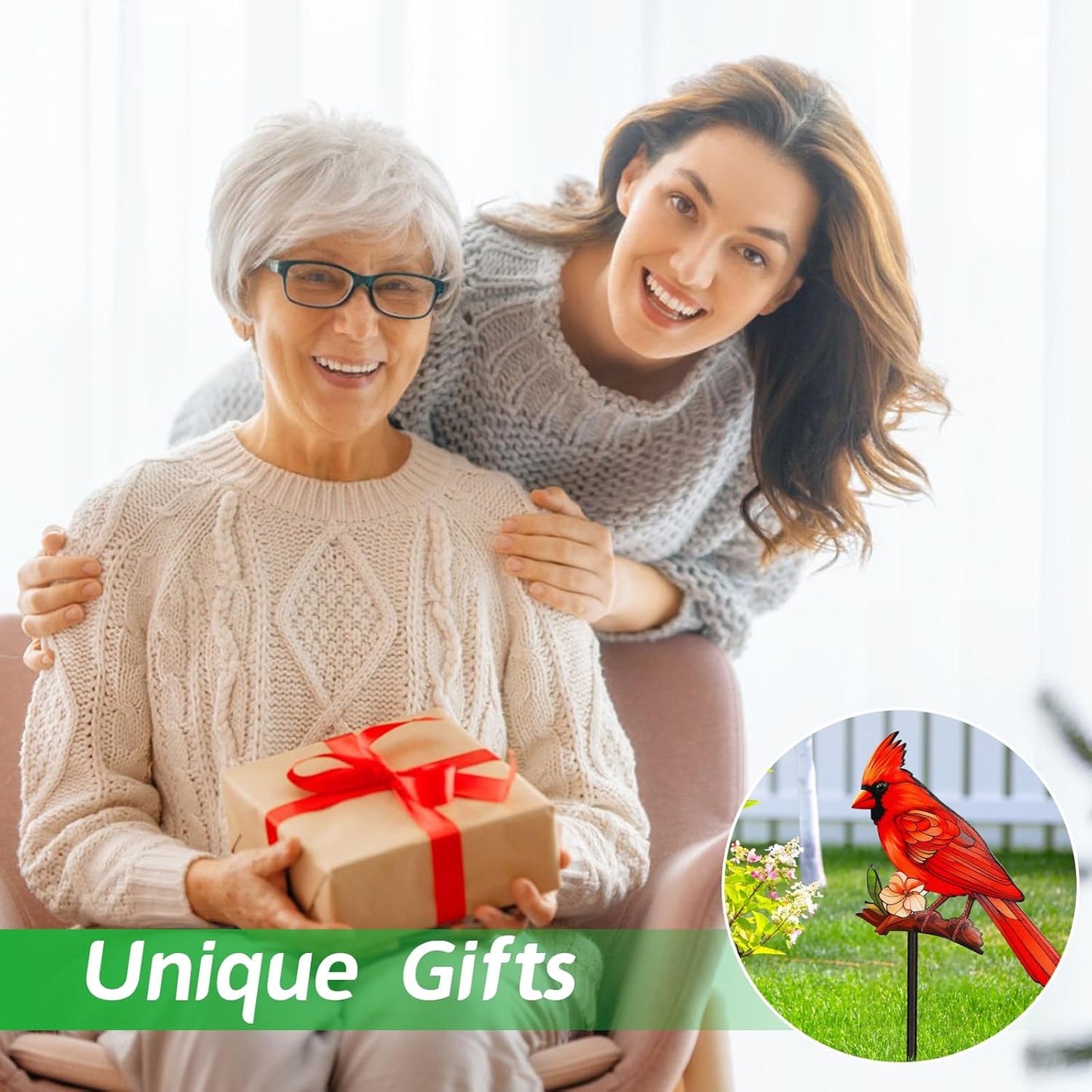 Decorative Garden Stakes with Cardinal Design Metal Yard Decorations for Outside, Patio, Outdoor Decor, Garden, Lawn Ornaments Gifts for Women Mom and Grandma