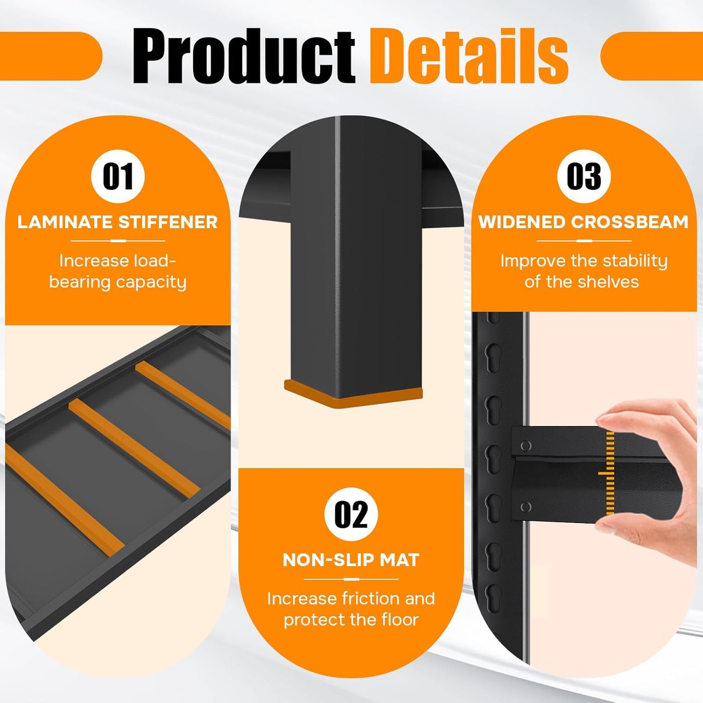 72''H Garage Shelving Heavy Duty Garage Storage Shelves, 3000 LBS Adjustable 5 Tier Industrial Shelving Unit, Metal Utility Shelf for Basement, Warehouse and Workshop (72''Hx36''Wx18''D, Black)