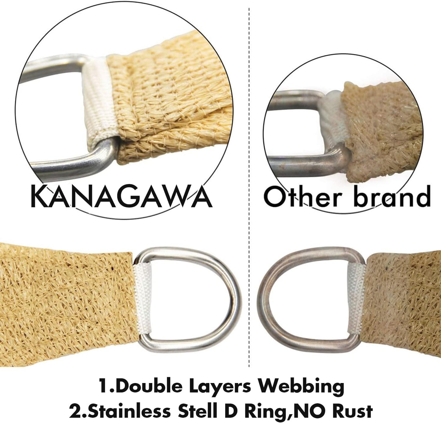 KANAGAWA 9'X10' Sand Custom Size Sun Shade Sail Rectangle UV Block Canopy Cover for Patio Backyard Lawn Garden Outdoor (Customized Available)