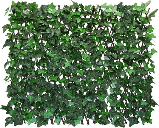 Expandable Fence Privacy Screen for Balcony Patio Outdoor,Decorative Faux Ivy Fencing Panel,Artificial Hedges (Single Sided Leaves) (1, Green-Ivy)