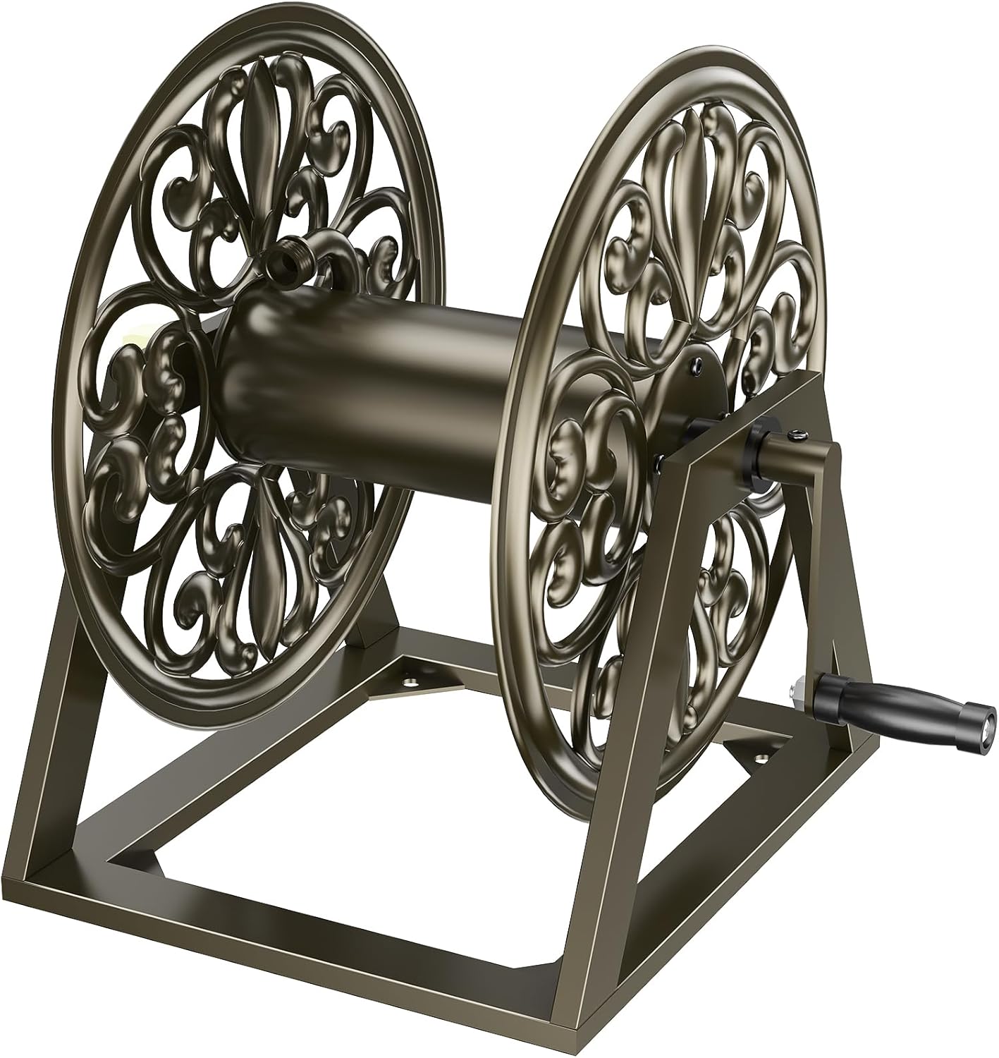 GOFORWILD Garden Wall/Floor Mount Hose Reel, Decorative Hose Reel, Garden Heavy-Duty Water Hose Holder Winder, Holds 200-Feet of 5/8-Inch Hose