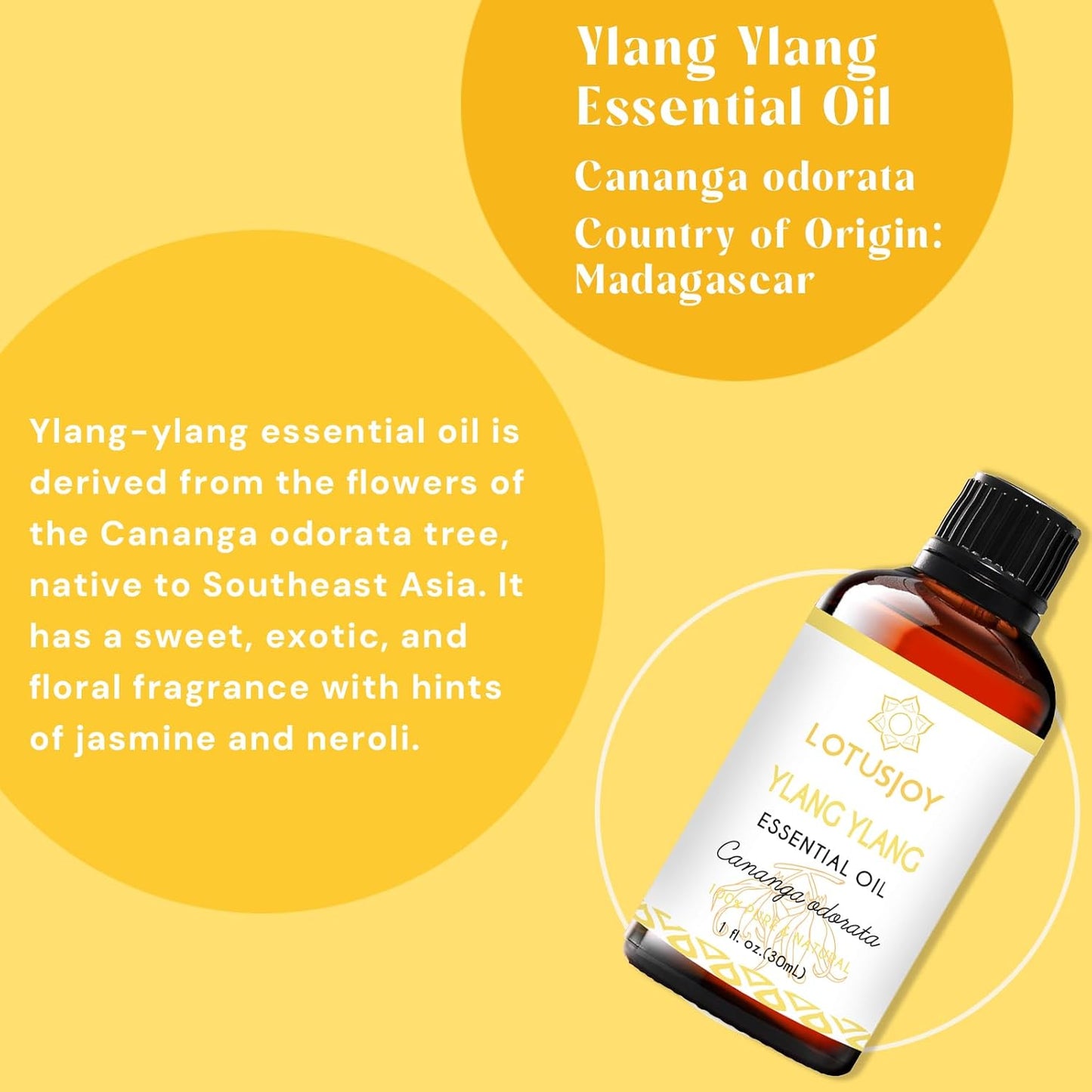 Ylang Ylang Essential Oil Organic for Skin, Diffuser, DIY Crafts - 1 Oz