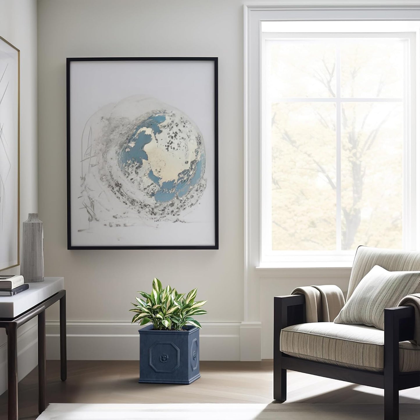 Kante Square Lion Head Concrete Planter, Classic English Style Plant Pot with Drainage Hole and Rubber Plug for Indoor Outdoor Garden Patio Home, 10.2"x10.2"x 10.2",Gravel Gray