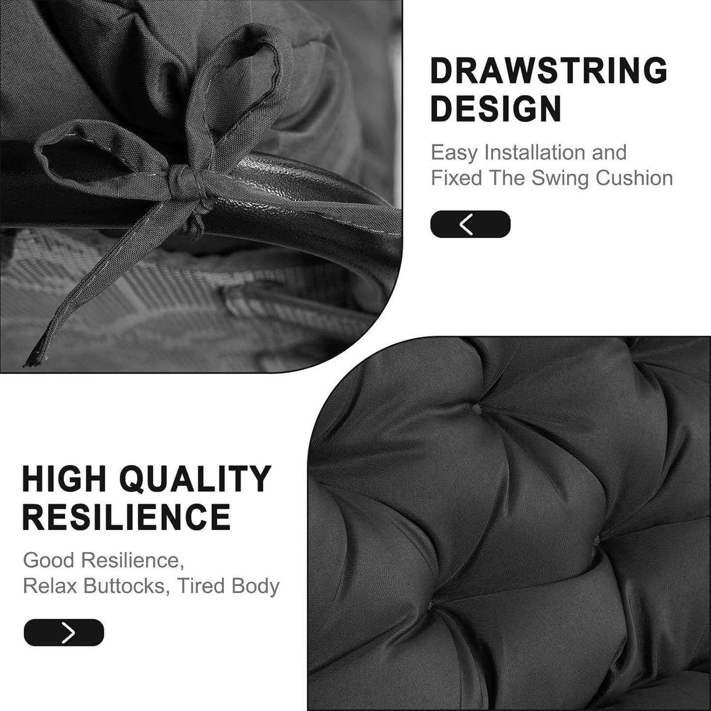 Porch Swing Cushions,Outdoor Cushions 3 Seater Replacement with Backrest, Waterproof Thickened Bench Cushion with Ties for Porch, Patio,Outdoor, Backyard and Garden(Dark Gray 60 * 40 in)