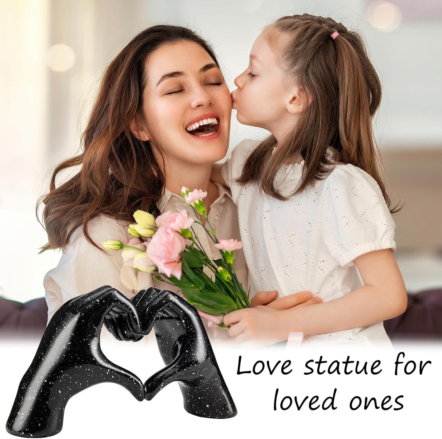 Valentines Day Gifts for Him, Heart Hands Sculpture, Heart Hands, Valentines Day Decorations, Black Room Decor for Living Room Bedroom Bookshelf, Black