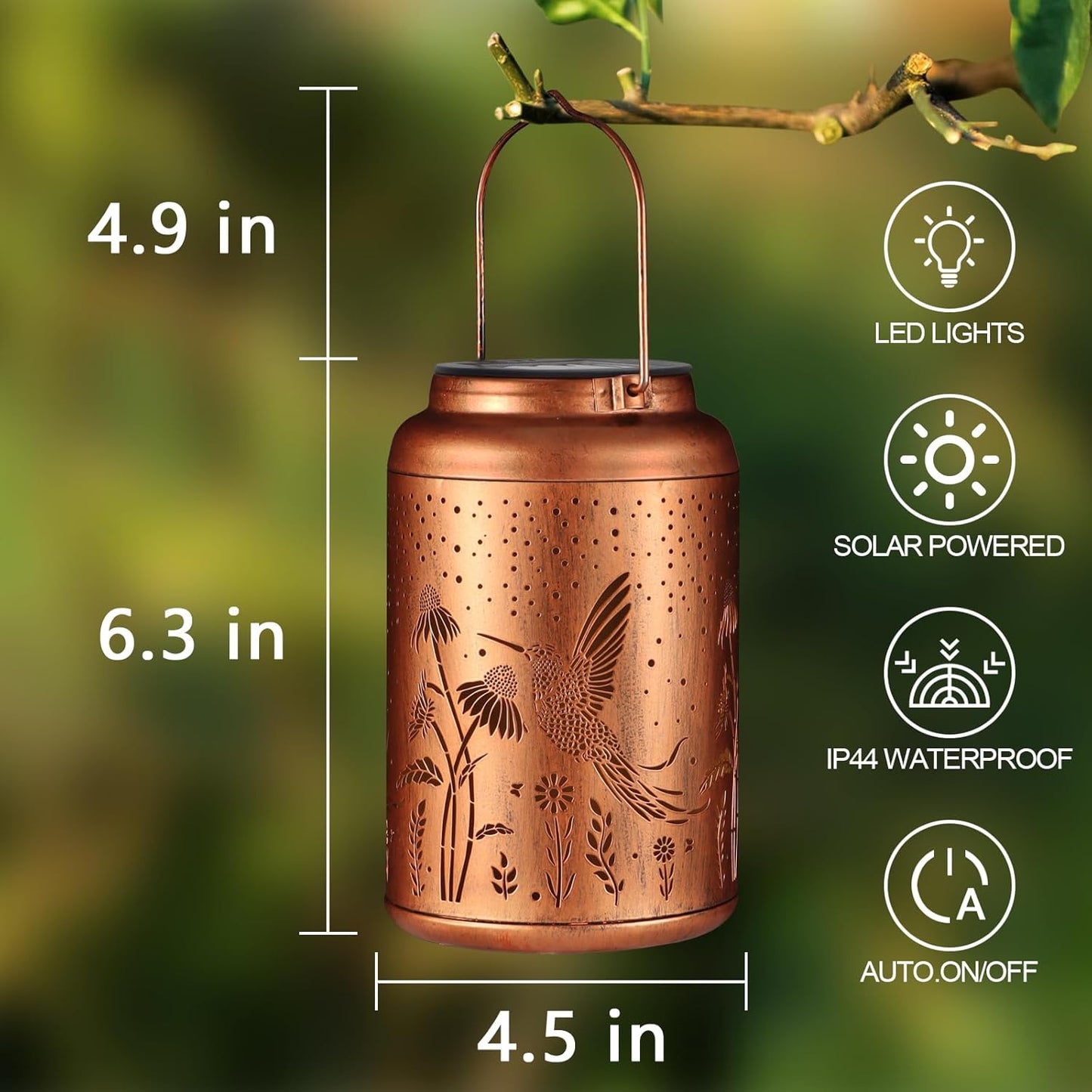 2 Pack Solar Lanterns Outdoor Waterproof, Hummingbird Garden Decor Gifts for Women Mom Grandma Hanging Solar Lights Metal Decoration Outside for Yard, Patio(Dandelions)