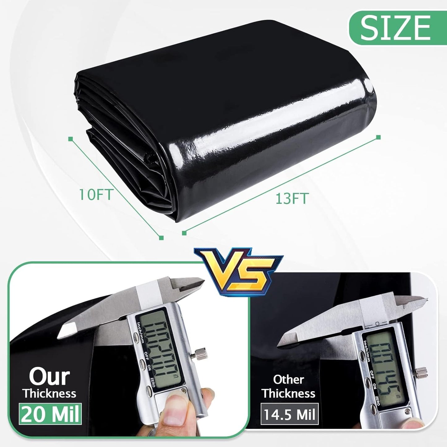 MYFAMIREA 10 FT x 13 FT Pond Liner, 20 Mil HDPE Pond Liner, Sun Resistant Preformed Easy Cutting Pond Liner Underlayment for Fish Koi Ponds, Garden Fountain, Waterfall Fish Pond