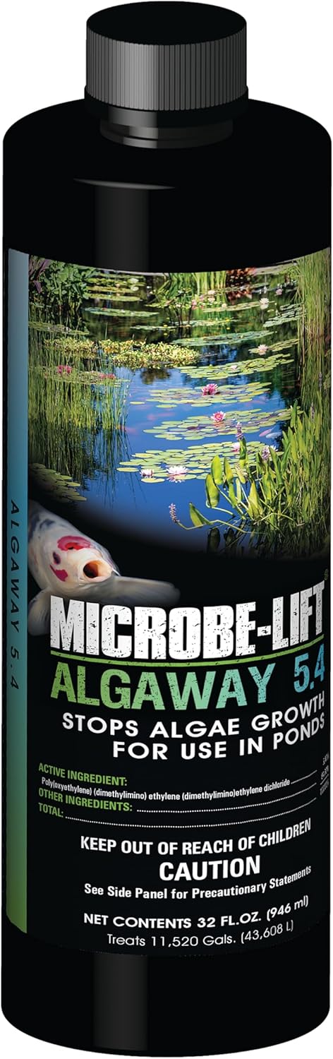 MICROBE-LIFT ALGA32 Algaway 5.4 Algae Control Treatment for Ponds and Water Gardens, Safe for Koi Fish, Goldfish, Plants, and Decorations, 32 Ounces