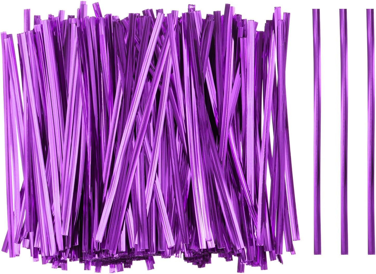 HARFINGTON 800pcs Bag Twist Ties 4.7" Reusable Plastic Metallic Twist Ties Wire Cable Ties for Party Bread Candy Cake, Purple