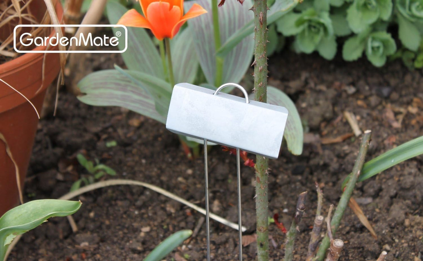 GardenMate 100-Pack Weatherproof Large Zinc Metal Plant Labels, Height 11.5", Label Area 3 1/2 x 1 1/4"