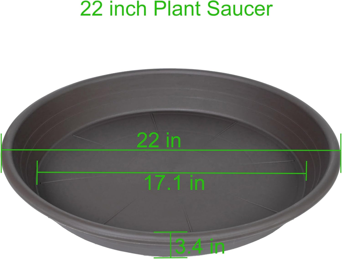 2 Pack of 22 inch Plant Saucer, Large Plant Tray, Heavy Sturdy Plant Drainage Tray for Indoors, Bird Bath Bowls, Sturdy Plastic Pot Tray for Planter 20 21"(Brown)