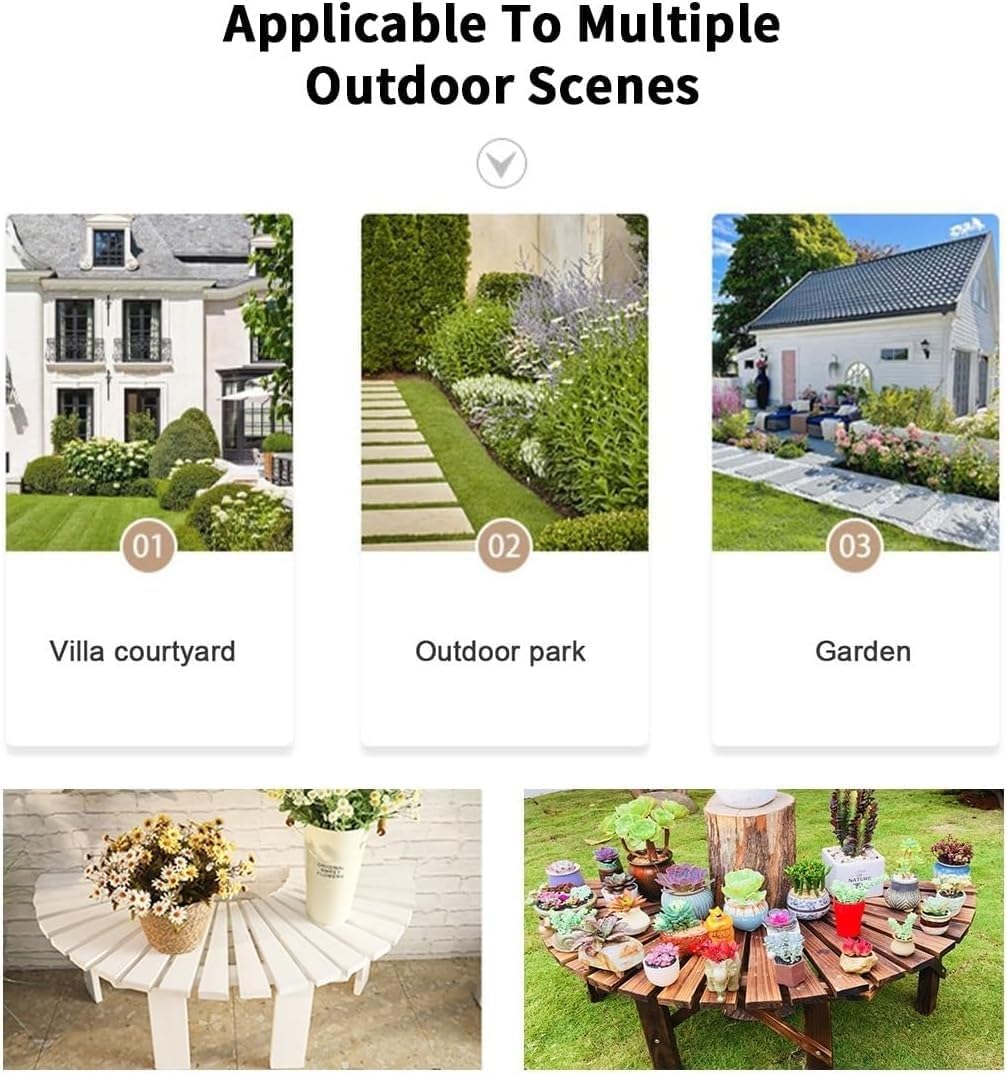 Tree Bench Wrap Around Tree Bench - Wooden Curved Benches Outdoor Strong Bearing Capacity 660Lbs, Outdoor Furniture for Garden Natural Park Courtyard(Color:Brown,Size:Half Round)