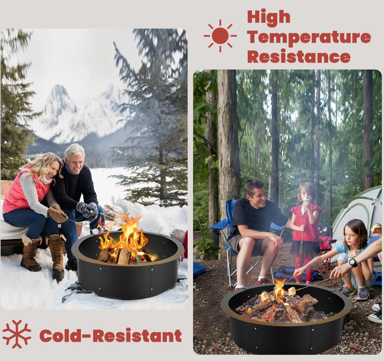 36 Inch Inner Round Fire Pit Ring Insert for Outside Wood Burning, 40 Inch Outer 36 Inch Inner DIY Outdoor Fire Pit Liner Ring for Garden, Patio, Backyard or Camping, 1.5mm Thick Metal Steel