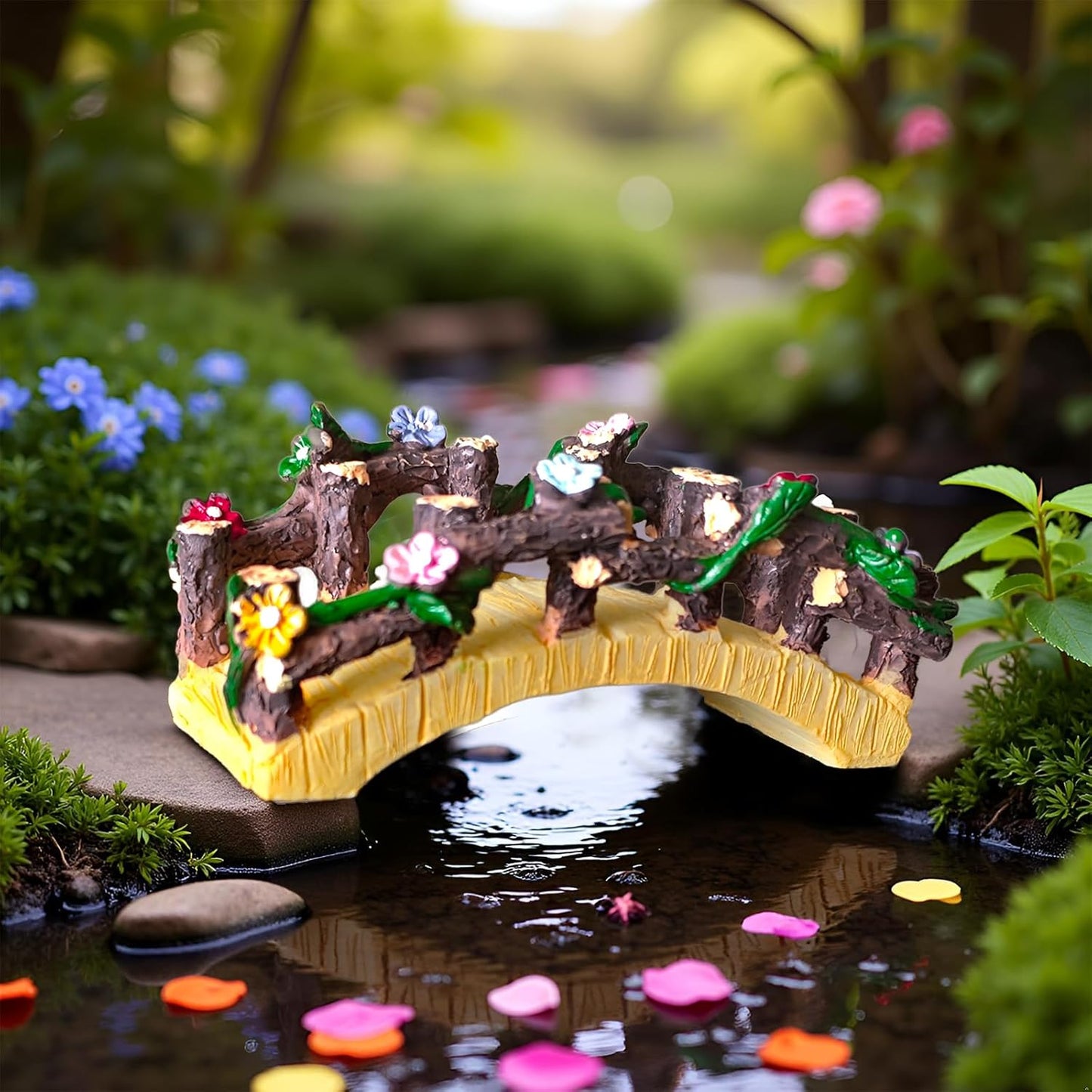 Kai Dream Fairy Garden Bridge,Miniature Resin Bridge Figurine,3.6 * 2 * 1.5 inches, Micro Landscape Tiny Decorative