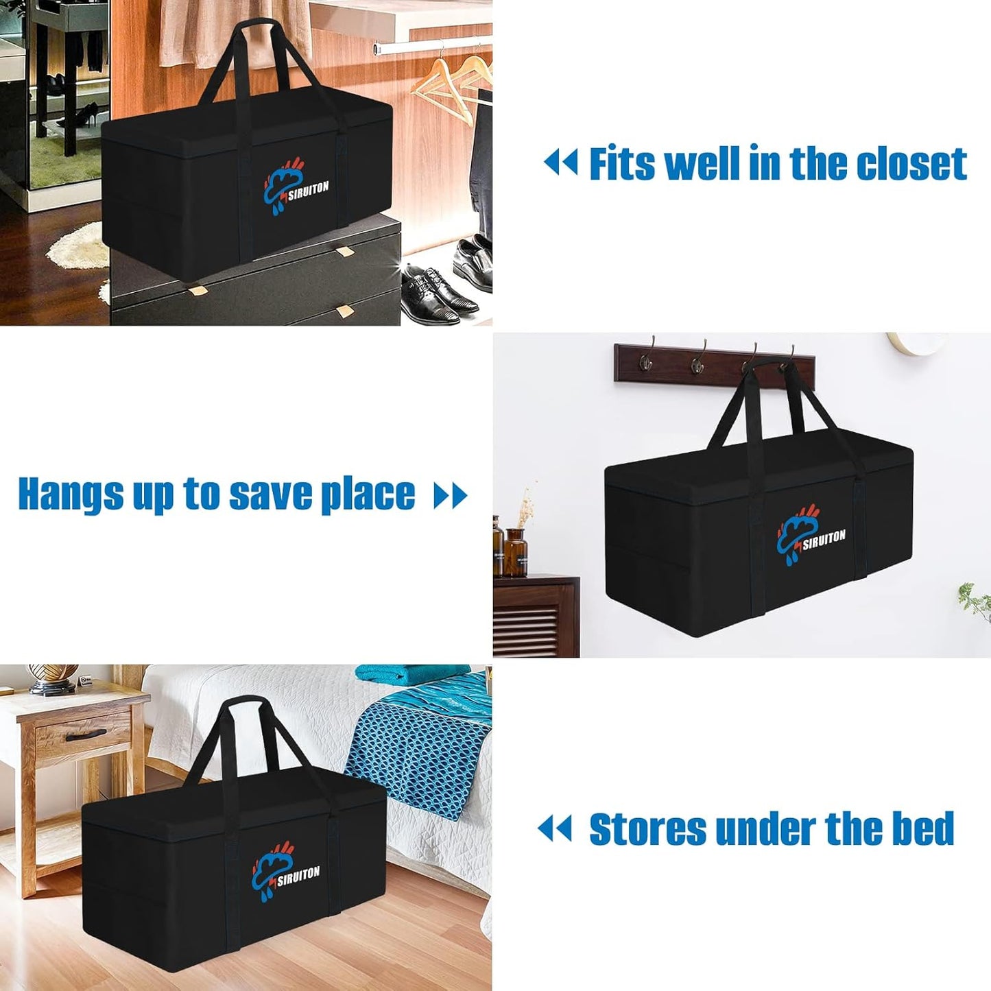 SIRUITON 68.9”L x 29.5”W x 21.6”H Outdoor Cushion Storage Bag,Patio Furniture Cushion Storage Bag,Heavy Duty Rip Proof 600D Oxford,with Handle and Zipper of Waterproof Garden Cushion Storage Covers