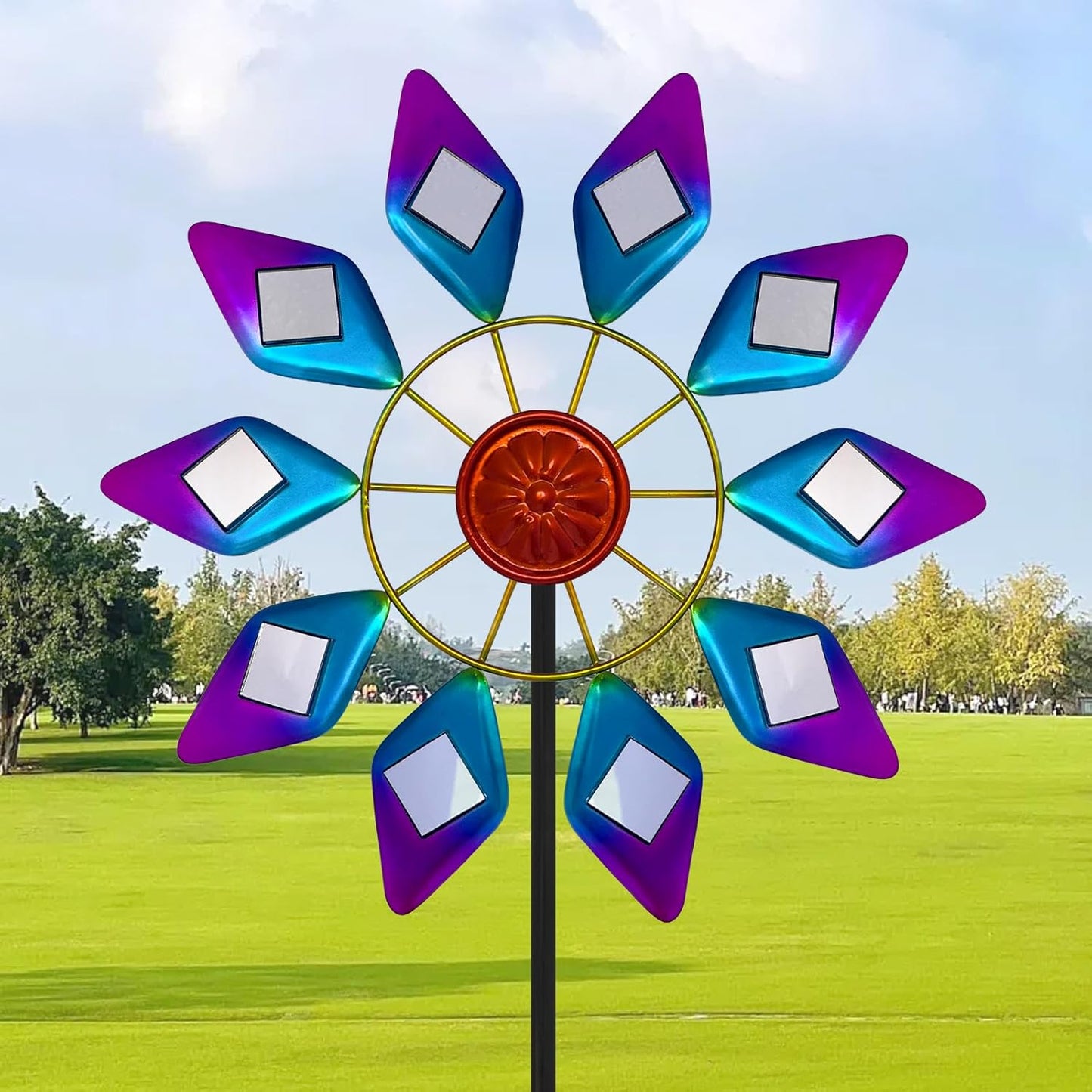 45" Sunglasses Garden Wind Spinners for Yard, Special 9pcs Mirrors Kinetic Wind Spinner Outdoor Decor, Wind Sculpture Yard Art Decorations for Patio, Lawn & Garden