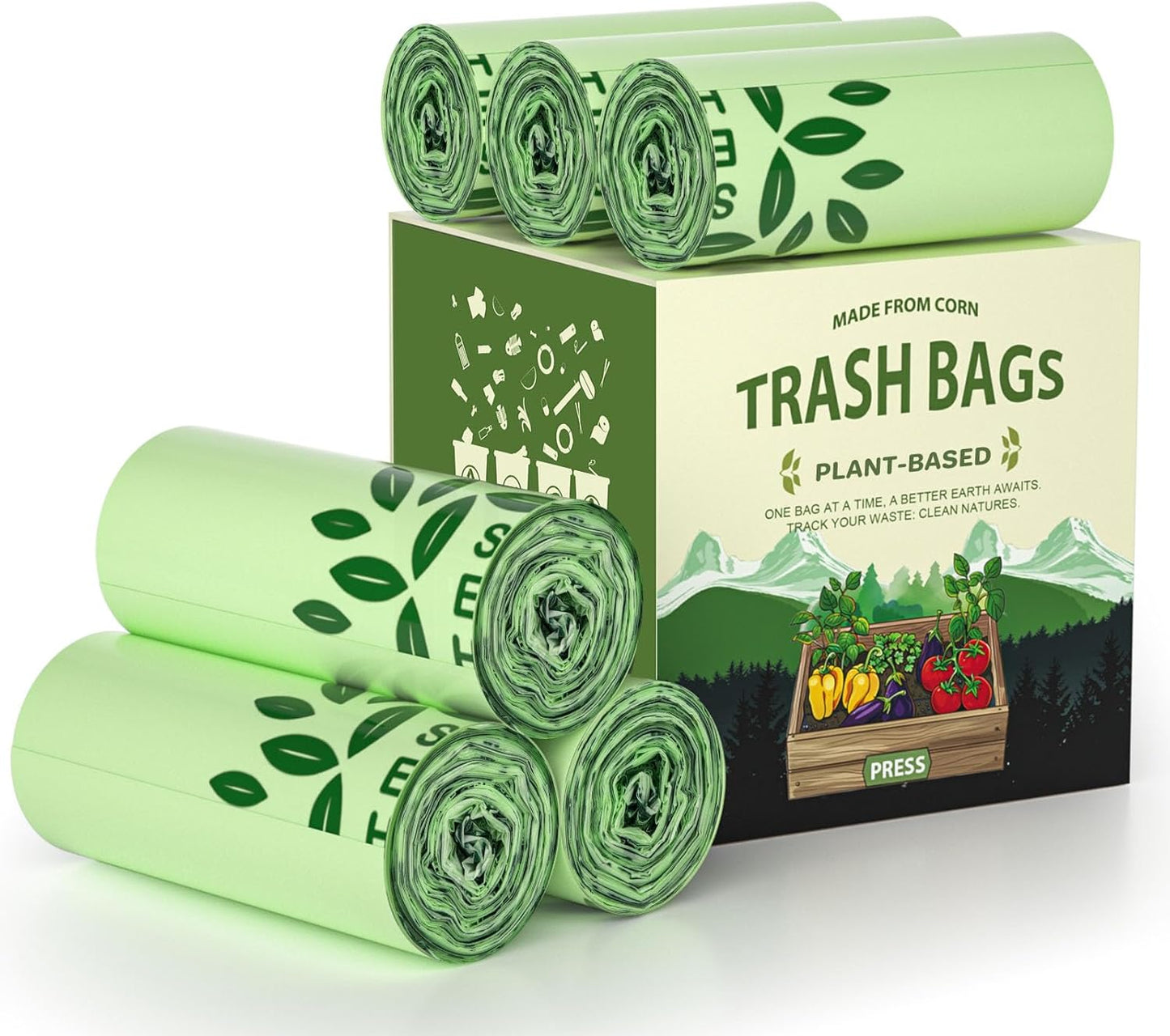 AYOTEE 150 Count Compostable Trash Bags 3 Gallon Trash Bag, Small Compost Bags for Countertop Bin, Unscented Biodegradable Compost Bag 3 Gallon Compostable Food Scrap Liner fit 11.36 Liter