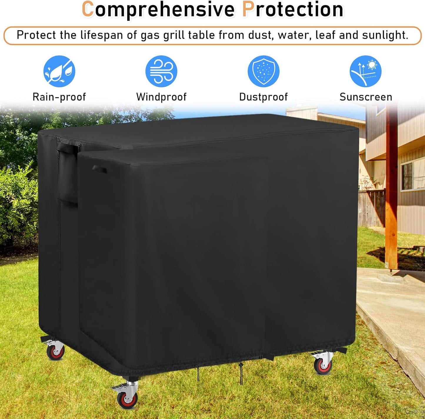 Outdoor Grill Table Cover for Feasto Gas Grill Table, Heavy Duty Bar Cart Grill Cart Cover Waterproof Gas Grill Stove Pizza Oven Table Covers 36"L x 24"W x 36"H Black