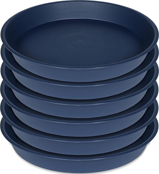 6 Pack Plastic Plant Saucer Planter Water Drip Tray, 4 5 6 7 8 9 10 11 12 inch, Heavy Sturdy Tray for Indoors Outdoor Plants, Flower Pot Saucers for Pots Base (4", Blue)