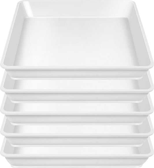 5 Pack Square Plant Saucer 12 Inch, Plastic Plant Water Dray Tray, Flower Pot Saucers, Square Planters for Indoors and Outdoors，Plants Saucer for Plant Pots.
