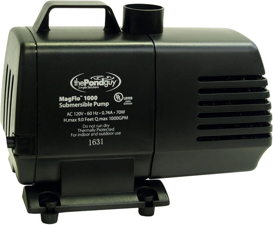 The Pond Guy MagFlo High-Efficiency Compact Pump for Small Water Gardens, Quiet Multi-Purpose System for Waterfalls, Fountains or Spitters, 1340 GPH