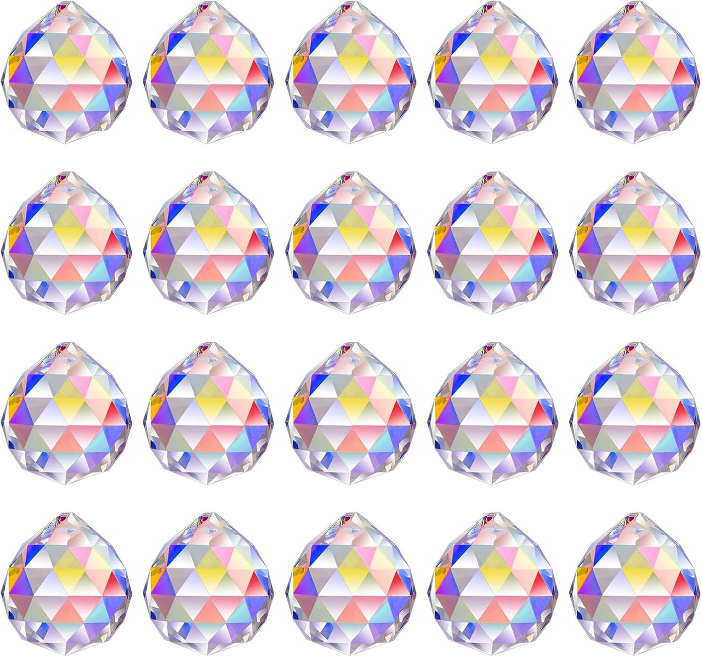 MerryNine 20Pack Crystal Ball 0.8"/20mm Prism Sun Shine Catcher Rainbow Pendants Maker, Hanging Crystals Prisms for Windows, for Feng Shui, for Gift (AB Color)